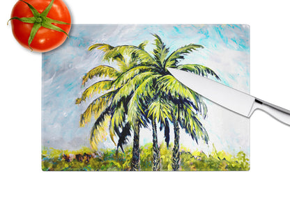 Tropical Breeze Palm Trees Glass Cutting Board by Caroline's Treasures