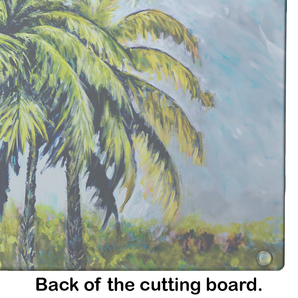 Tropical Breeze Palm Trees Glass Cutting Board by Caroline's Treasures