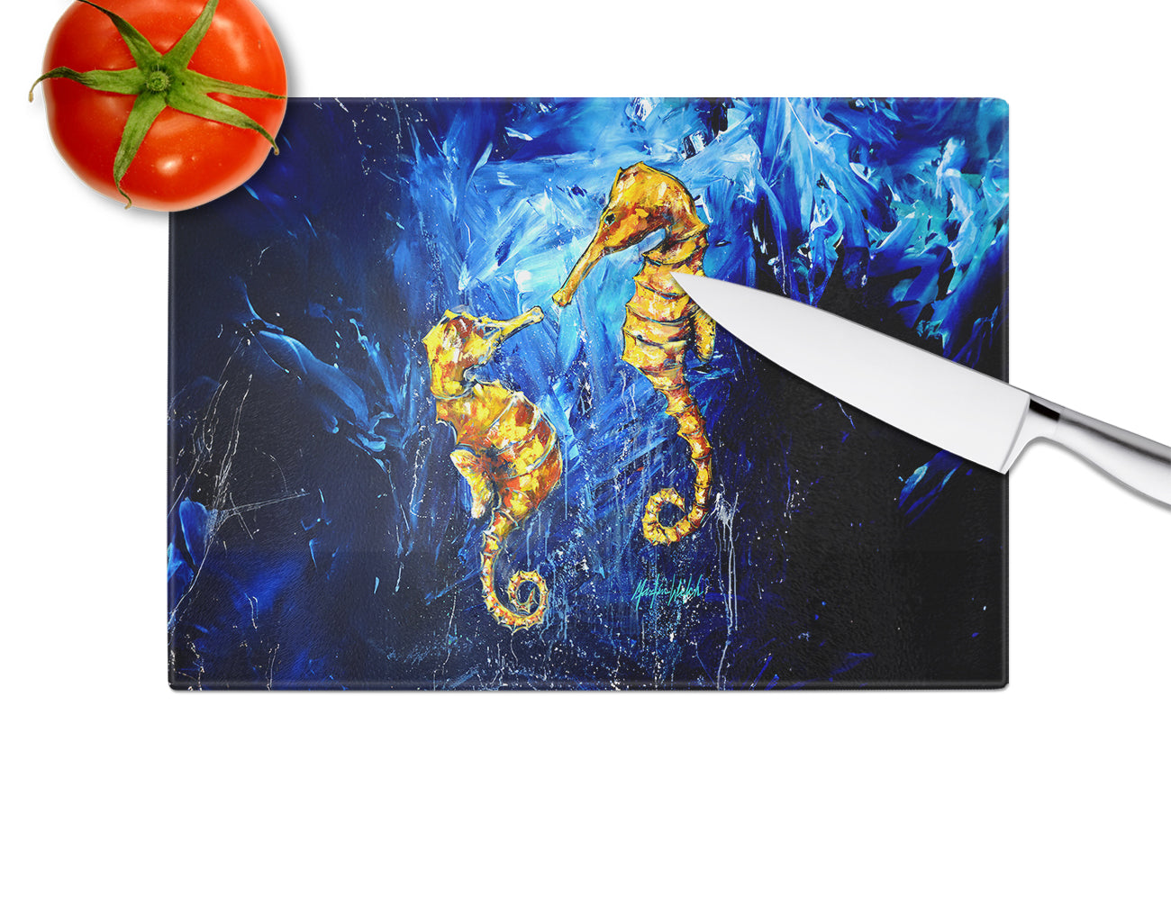 Seahorses Two To Tango Glass Cutting Board by Caroline's Treasures