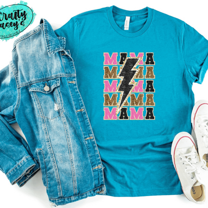 Mama Electric Retro Pink-Women's  T-shirts by Crafty Casey's