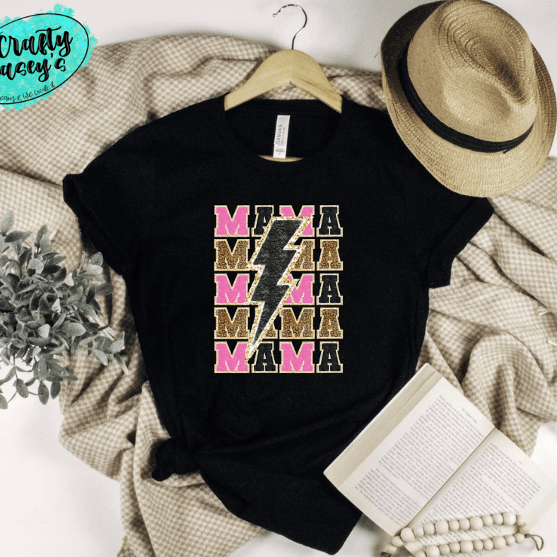 Mama Electric Retro Pink-Women's  T-shirts by Crafty Casey's