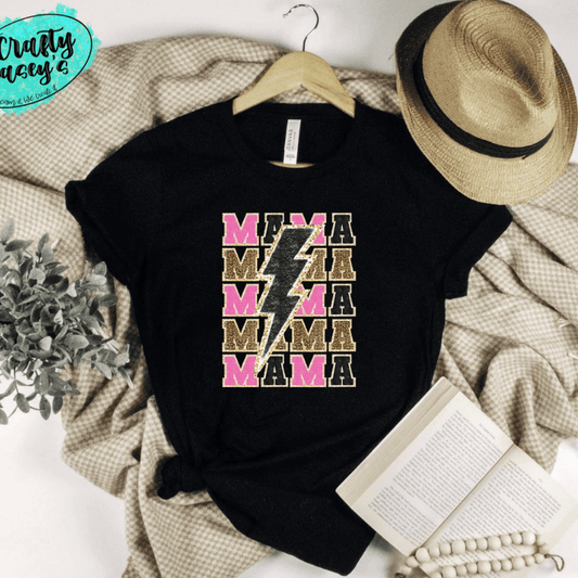 Mama Electric Retro Pink-Women's  T-shirts by Crafty Casey's