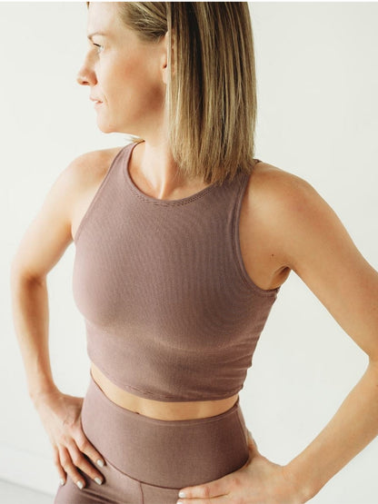 Mauve Microstripe Crop Top by Colorado Threads Clothing