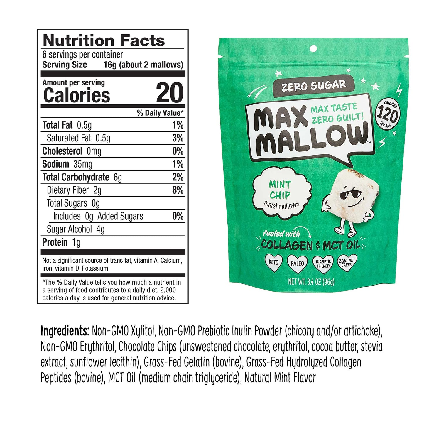 Mint Chip Sugar-Free Marshmallow by Max Sweets