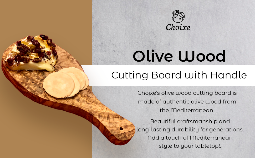 Original Olive Wood Cutting Board with Handle by Choixe