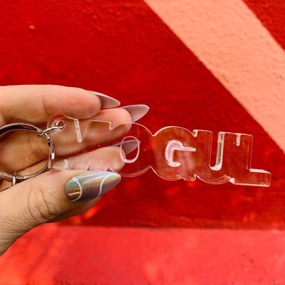 Mogul Acrylic Word Key Chain | Clear Word Shaped Keyholder by The Bullish Store