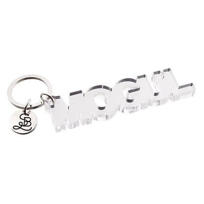 Mogul Acrylic Word Key Chain | Clear Word Shaped Keyholder by The Bullish Store