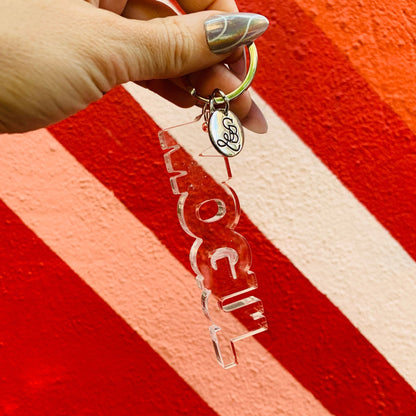 Mogul Acrylic Word Key Chain | Clear Word Shaped Keyholder by The Bullish Store