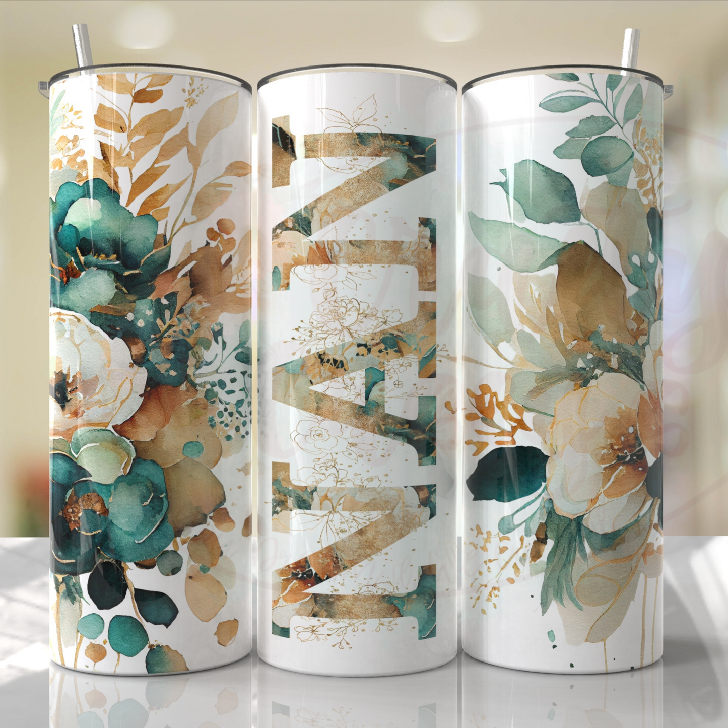 Mom, Grandma, Nanna, Emeral Green Roses Customize W/ Your Favorite Mama Tumbler by Crafty Casey's