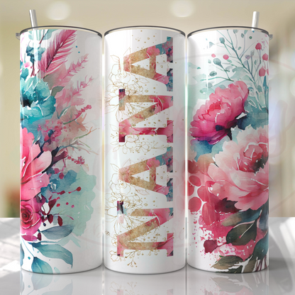 Mom, Grandma, Nanna, Pink Roses Customize With Your Favorite Mama Tumbler by Crafty Casey's