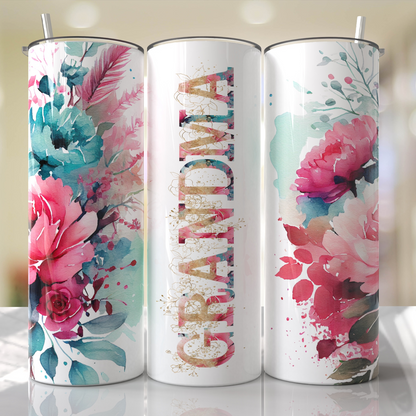 Mom, Grandma, Nanna, Pink Roses Customize With Your Favorite Mama Tumbler by Crafty Casey's