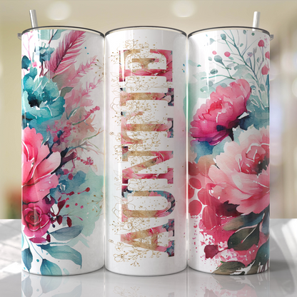 Mom, Grandma, Nanna, Pink Roses Customize With Your Favorite Mama Tumbler by Crafty Casey's