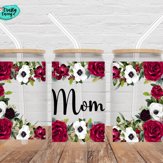 Mom Rose Outline   Beer Can Glasses by Crafty Casey's