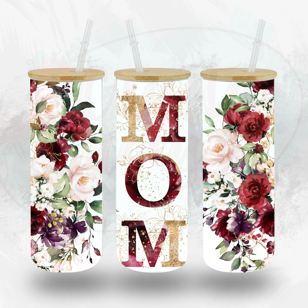 Mom w/Roses Glass Tumbler by Crafty Casey's