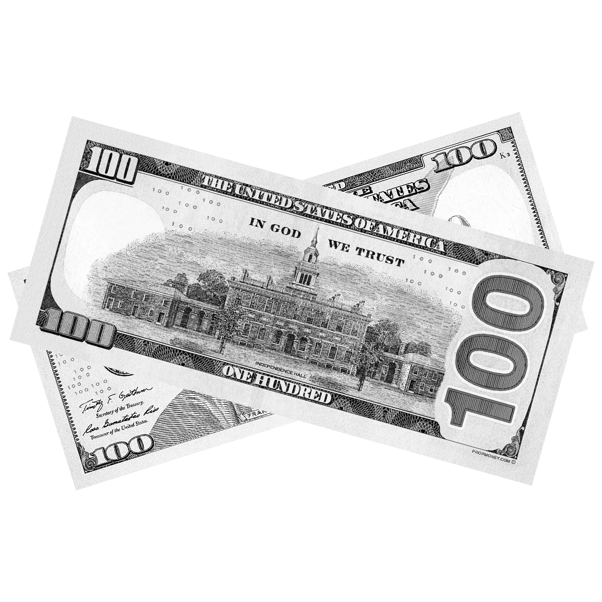 100x $100 New Series Monochrome Gray Bills by Prop Money Inc