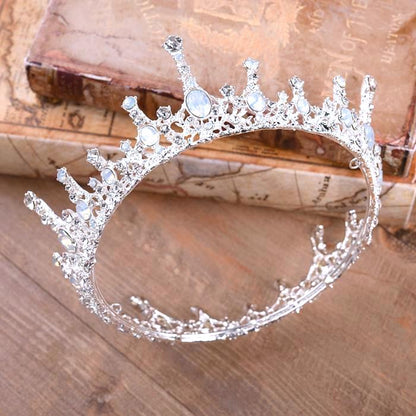 Moonlight Ice Queen Royalty Crown Tiara in Opal and Champagne Gold or Silver (2 Options) by The Bullish Store