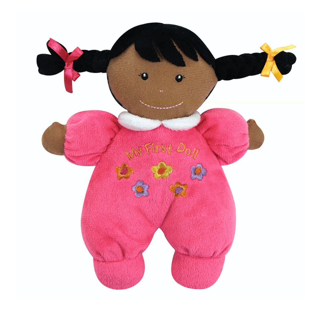 My 1st Doll in Hot Pink | African-American Soft Plush 8" Doll | Baby Gift by The Bullish Store