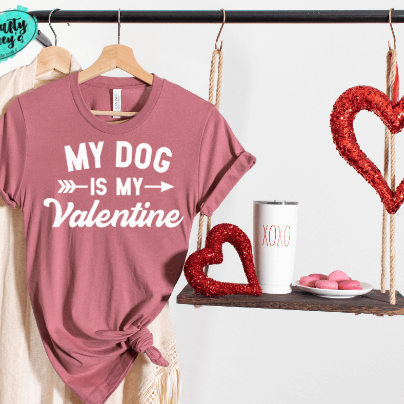 My Dog Is My Valentine -Funny -Women's  Unisex- t-shirt by Crafty Casey's