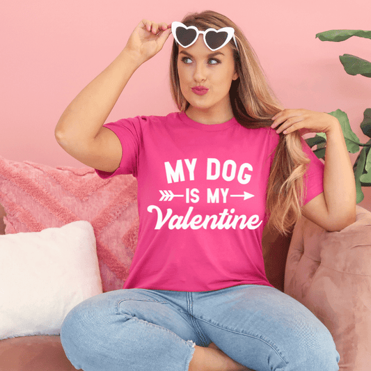 My Dog Is My Valentine -Funny -Women's  Unisex- t-shirt by Crafty Casey's