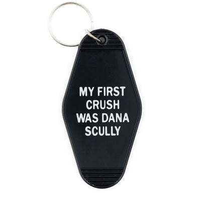 My First Crush Was Dana Scully Motel Style Keychain in Black by The Bullish Store