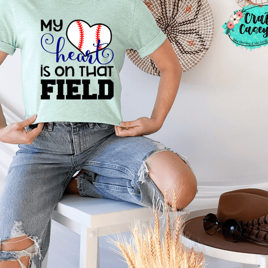 My Heart Is On That Field Baseball Unisex Tee by Crafty Casey's