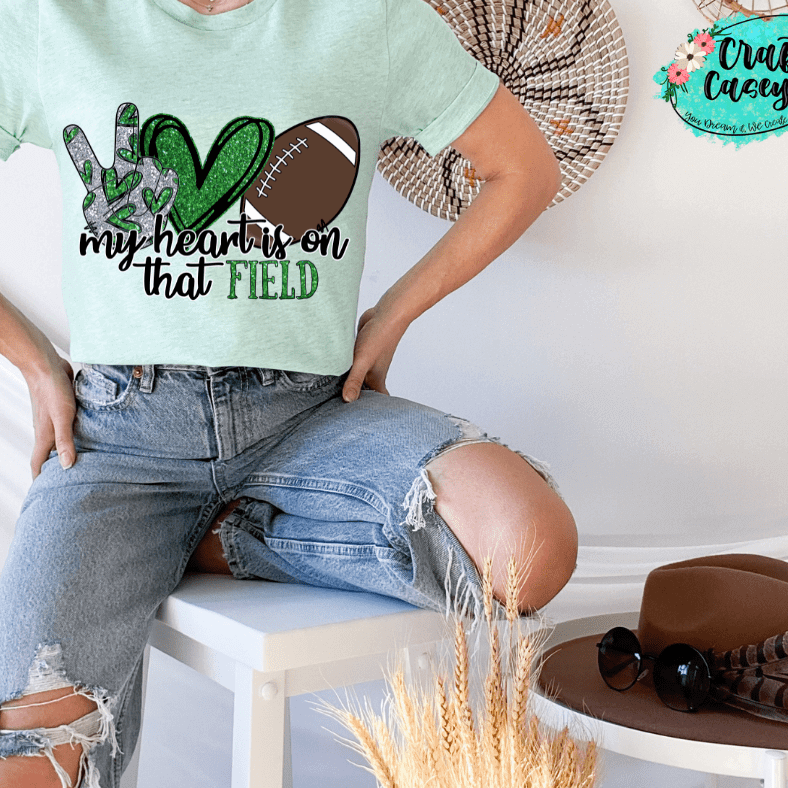 My Heart Is On That Football Field Wildcat -Tee by Crafty Casey's