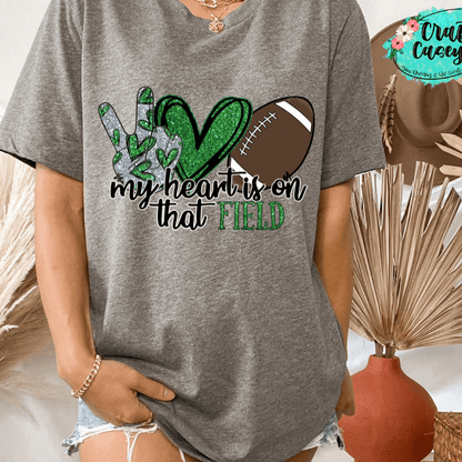 My Heart Is On That Football Field Wildcat -Tee by Crafty Casey's