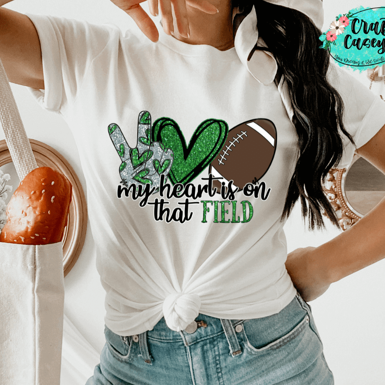 My Heart Is On That Football Field Wildcat -Tee by Crafty Casey's