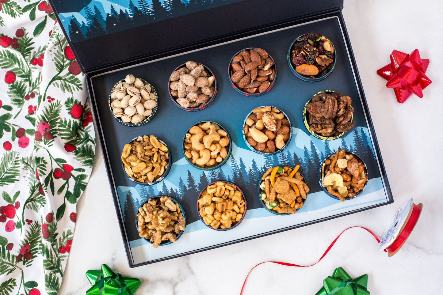 12 Days of Gourmet Nuts - Premium Winter Wonderland Nut Gift Selection for Holiday Gifting by DM Snacks