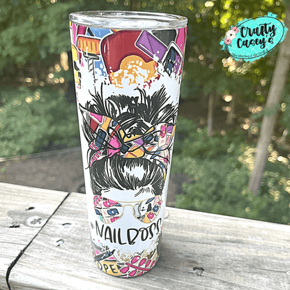 Nail Boss Mom Skull-Funny Tumbler by Crafty Casey's