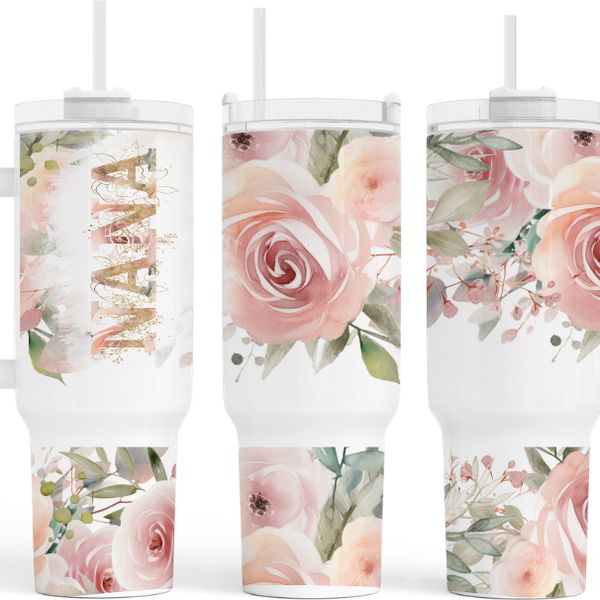 Nana Pink Roses 40 oz. Tumbler by Crafty Casey's