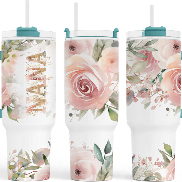 Nana Pink Roses 40 oz. Tumbler by Crafty Casey's