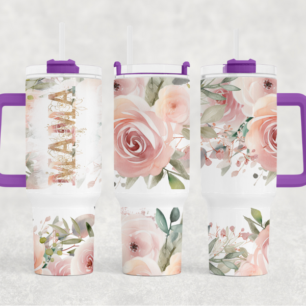 Nana Pink Roses 40 oz. Tumbler by Crafty Casey's