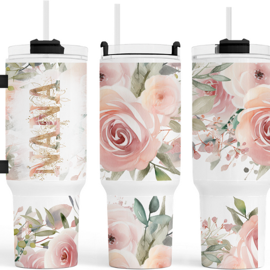 Nana Pink Roses 40 oz. Tumbler by Crafty Casey's