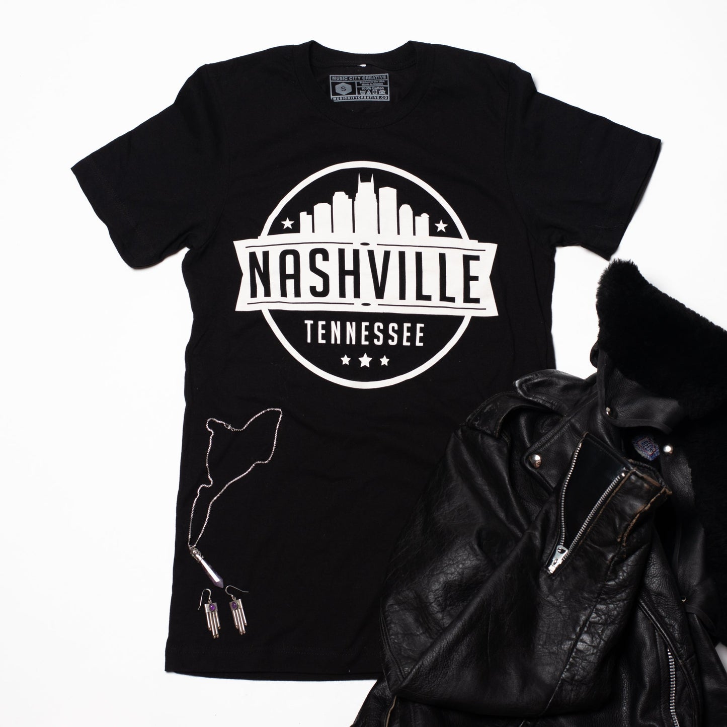 Nashville Skyline Stamp Tee by Music City Creative