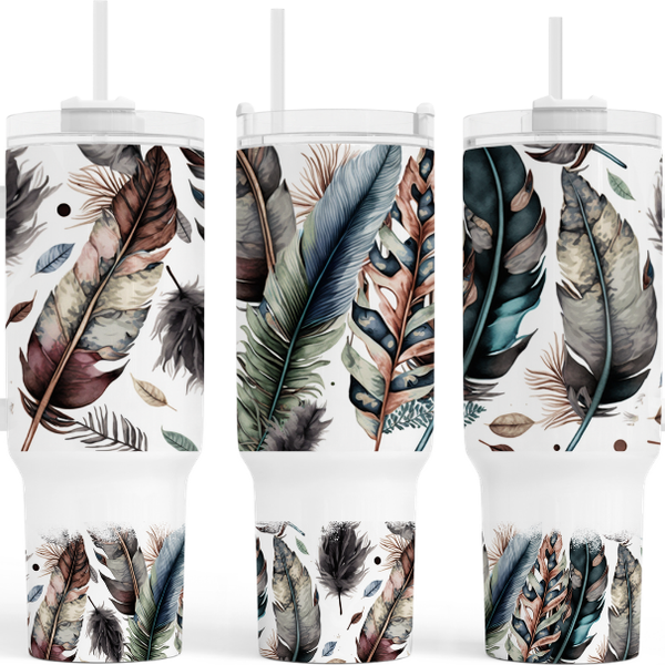 Native Feathers 40 oz. Tumbler by Crafty Casey's