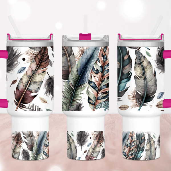 Native Feathers 40 oz. Tumbler by Crafty Casey's