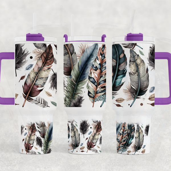 Native Feathers 40 oz. Tumbler by Crafty Casey's