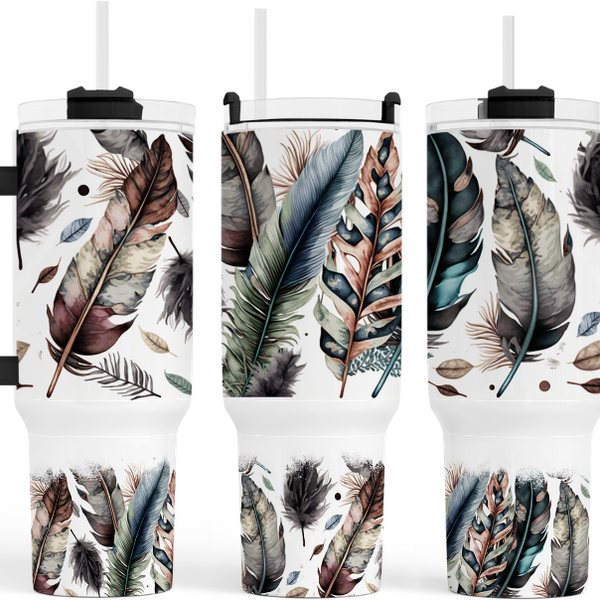 Native Feathers 40 oz. Tumbler by Crafty Casey's