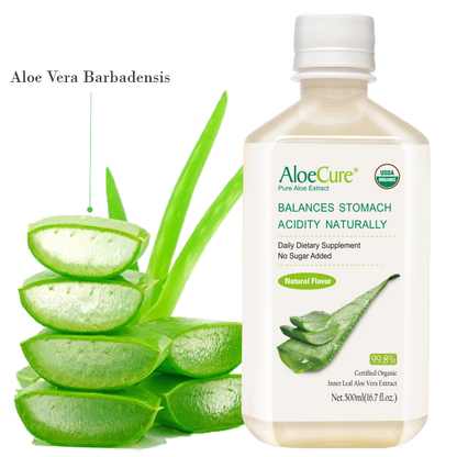 Pure Aloe Vera Juice Natural Flavor - USDA Certified Organic by AloeCure