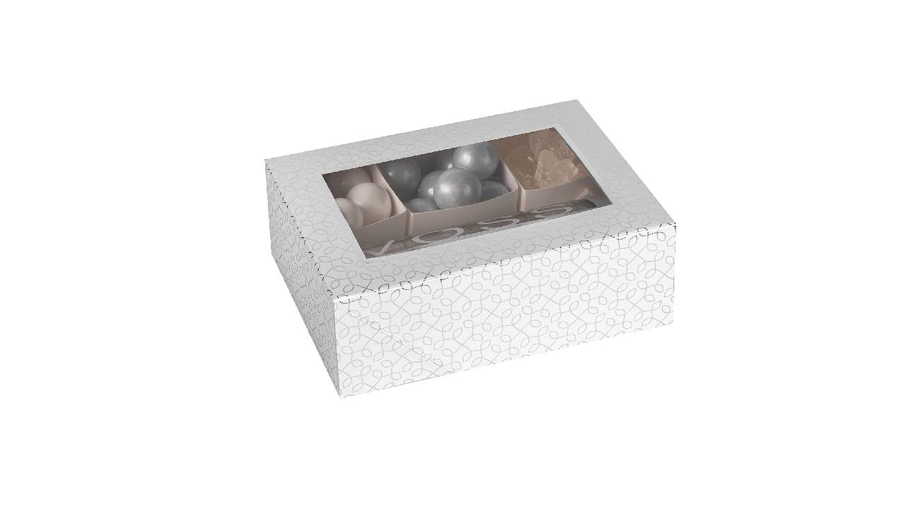 Window Box With Six Sections 7"X5"X2.5" Silver and White 12 Pack by Hammont