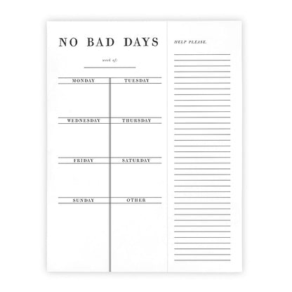 No Bad Days Weekly List Notepad | 8.5" x 11" Desk Planner by The Bullish Store