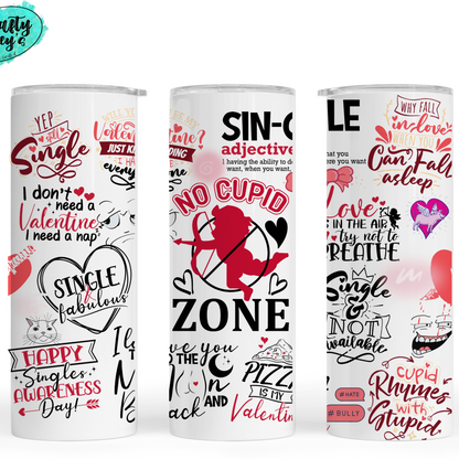 No Cupid Zone Valentine's Day Tumbler by Crafty Casey's