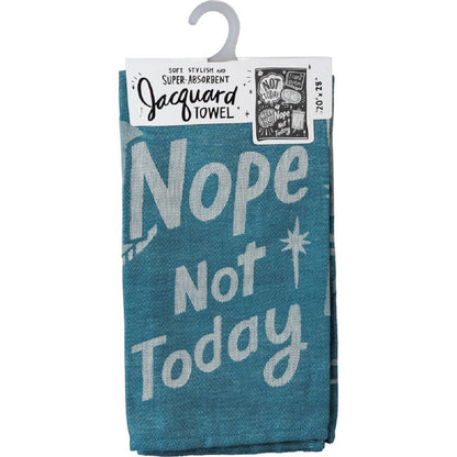 Nope Not Today Funny Dish Cloth Towel in Blue | Ultra Soft and Absorbent Jacquard | All-Over Design | Unfolds 20" x 28" | Gift for Her by The Bullish Store