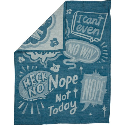 Nope Not Today Funny Dish Cloth Towel in Blue | Ultra Soft and Absorbent Jacquard | All-Over Design | Unfolds 20" x 28" | Gift for Her by The Bullish Store