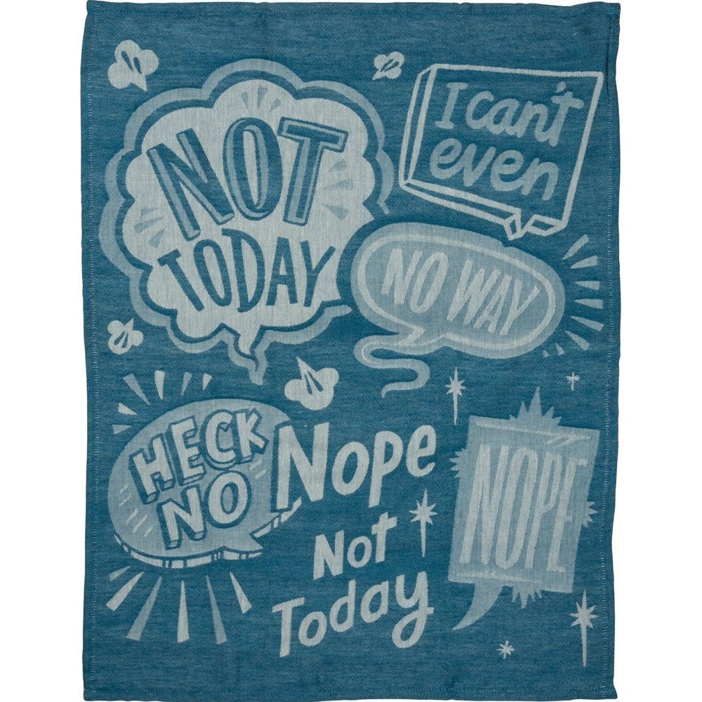 Nope Not Today Funny Dish Cloth Towel in Blue | Ultra Soft and Absorbent Jacquard | All-Over Design | Unfolds 20" x 28" | Gift for Her by The Bullish Store