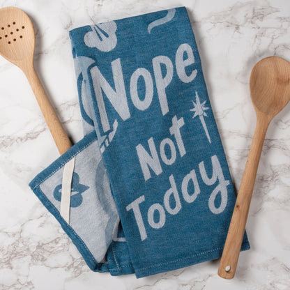 Nope Not Today Funny Dish Cloth Towel in Blue | Ultra Soft and Absorbent Jacquard | All-Over Design | Unfolds 20" x 28" | Gift for Her by The Bullish Store