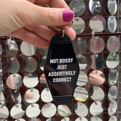 Not Bossy Just Assertively Correct Motel Keychain by The Bullish Store