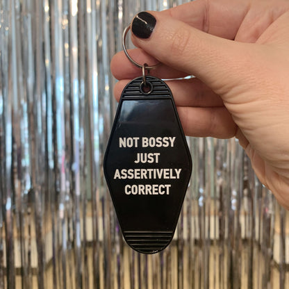 Not Bossy Just Assertively Correct Motel Keychain by The Bullish Store