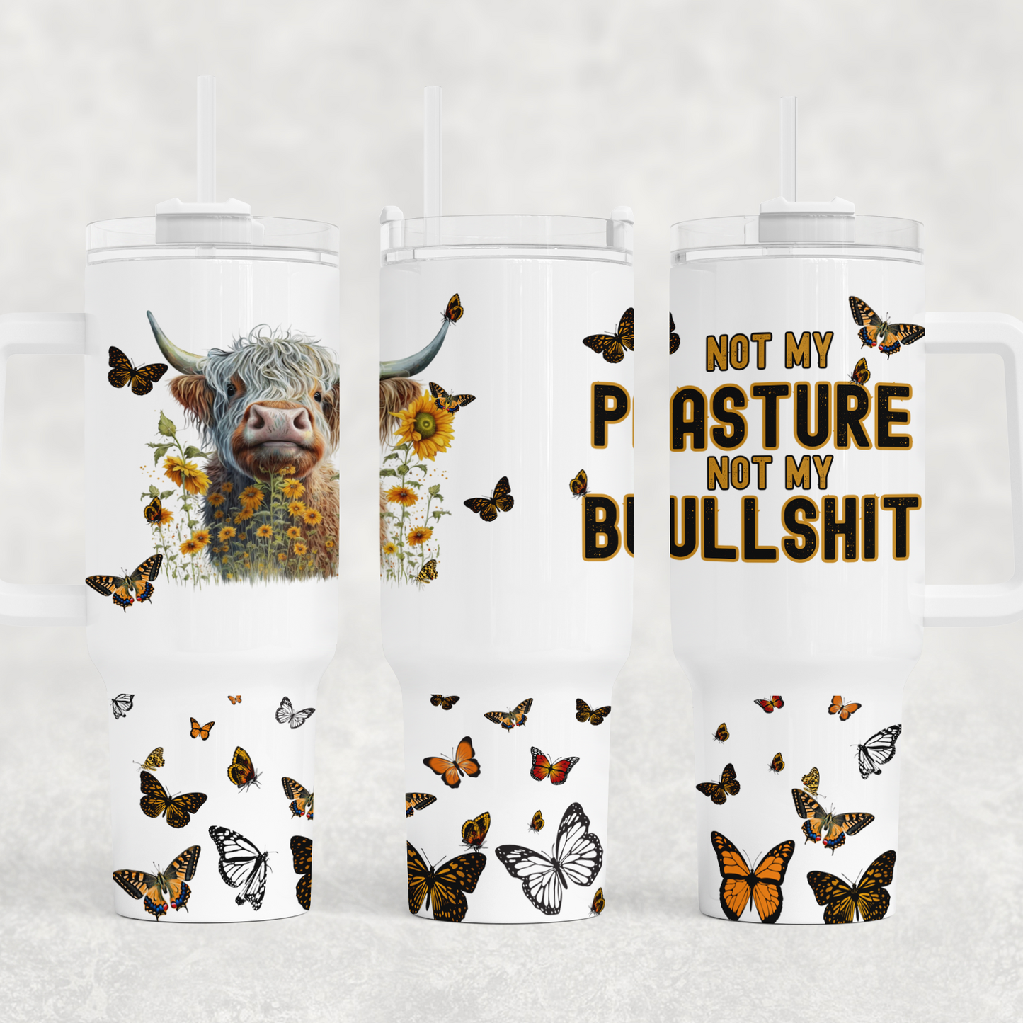 Not My Pasture Not My B.S. Highland Cow 40 oz. Tumbler by Crafty Casey's